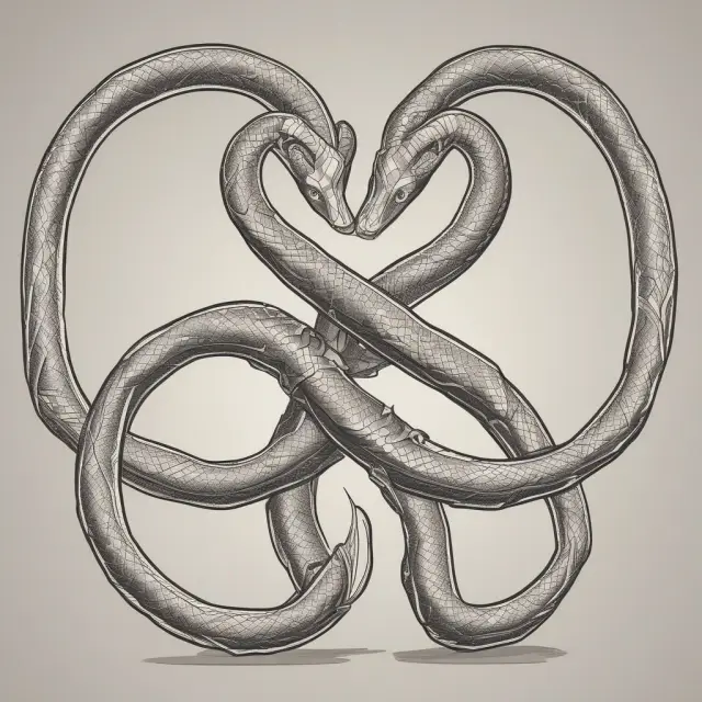 Two entwined serpent sculptures symbolizing ADTV and open interest volume in financial markets