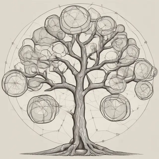 A tree with branches symbolizing annual compounded returns growing from a trunk, illustrating geometric mean calculation