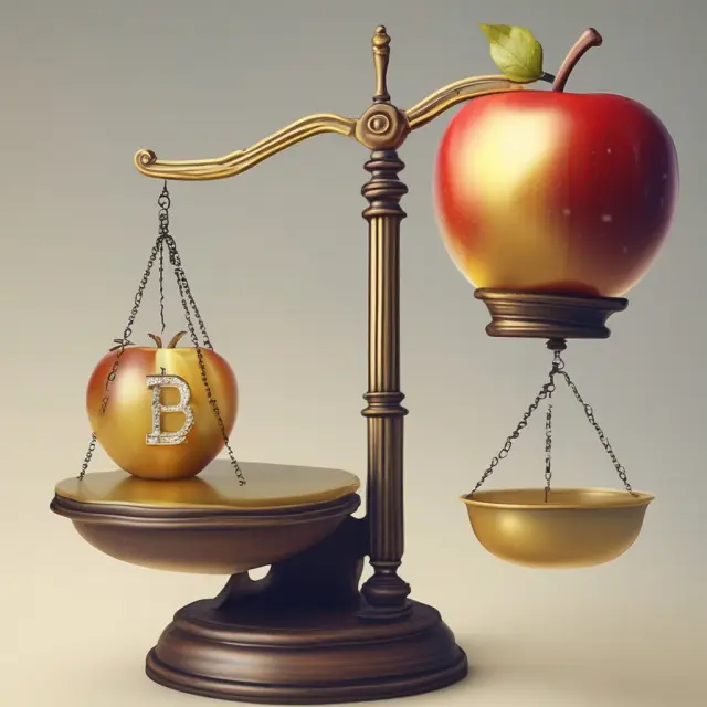 Golden apple representing Average Selling Price balanced on revenue and unit scales