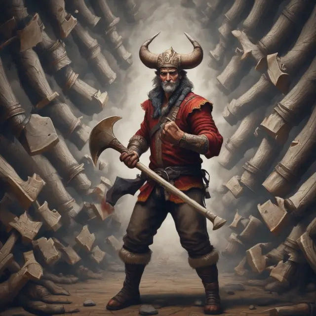 A tableau of traders brandishing axes to represent their intentions, influencing market dynamics and counterparties