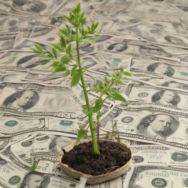 A tree sprouting municipal baby bonds, with tax exemption shields as leaves, representing growth in the fixed income market