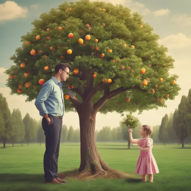 An investor tends to a baby bond tree, symbolizing growth amidst a variety of thriving industries