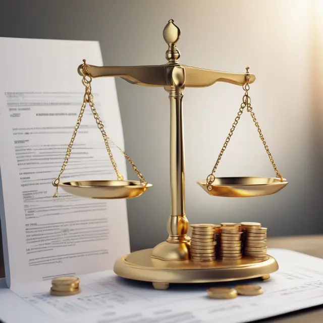 Golden coins representing debt obligations balanced against mortgage documents; interpreting a borrower