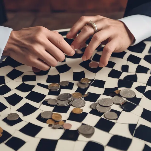 Image of two hands exchanging coins with labels 