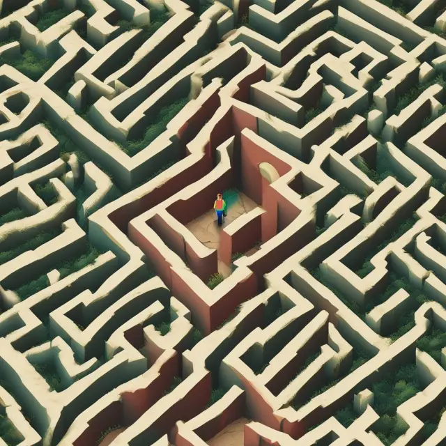 A high-income earner exploring various paths between traditional and Roth IRA mazes, symbolizing the conversion process for a backdoor Roth IRA strategy.