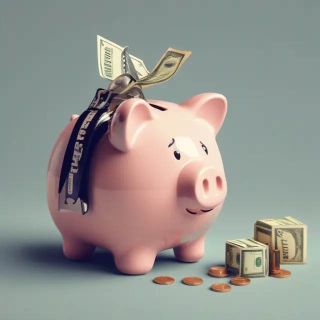Person converting traditional IRA funds to Roth IRA, with taxes paid depicted as money flowing from wallet into piggy bank labeled 