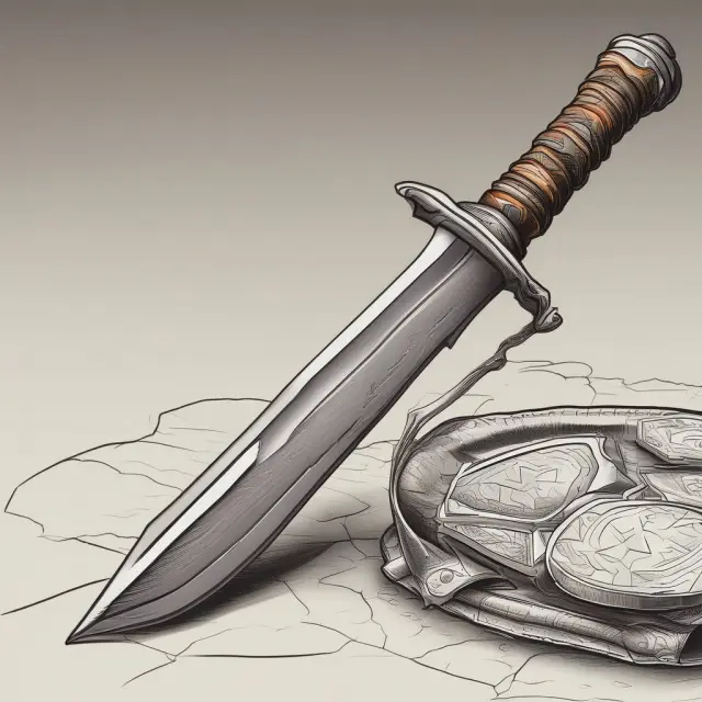 Backflush costing: A sword symbolizing its benefits, balanced against a shield illustrating its limitations