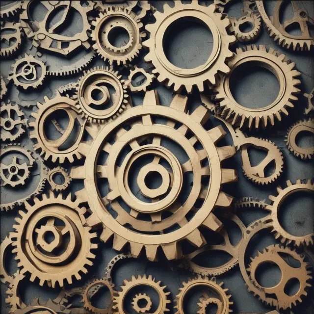 Industrial gears with piling up orders represent backlogs in construction and manufacturing industries