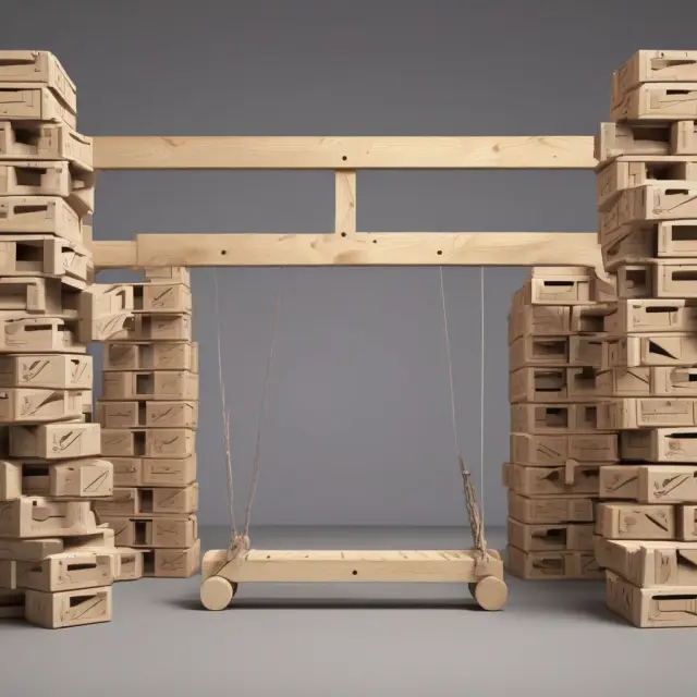 A seesaw with full and empty crates represents the fluctuating nature of backlogs in business.