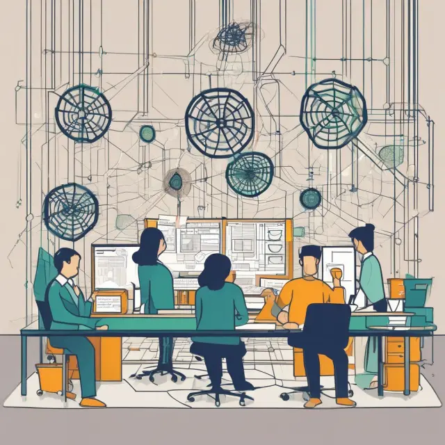 Personnel navigating intricate regulations in the back office, surrounded by interconnected symbols representing various financial laws and bodies