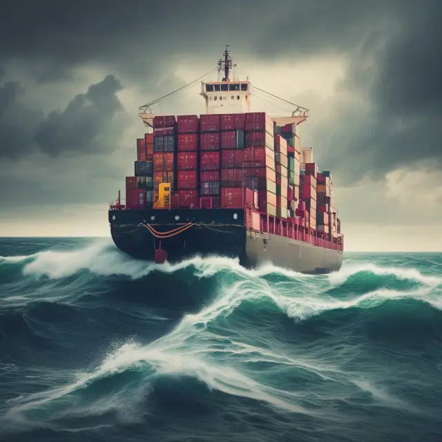 Ship navigating through waves representing customer orders, illustrating effective inventory management during backorders