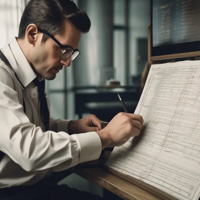 A trader carefully weighs various data sets on an old-fashioned scale, considering the importance of choosing the right set for accurate backtesting results.