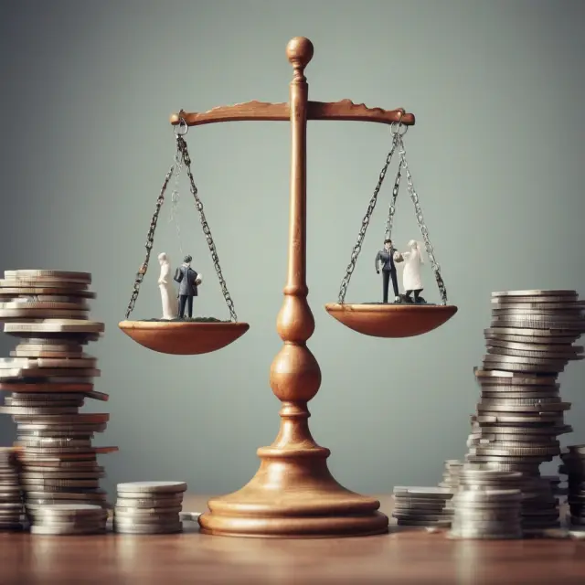 A balanced scale represents the investment landscape as a government collector stands beside it, symbolizing backup withholding