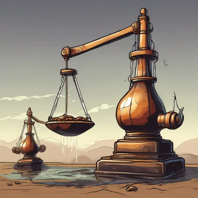 An investor weighs the balance between spot oil and futures contracts, symbolizing arbitrage and hedging strategies in backwardated markets