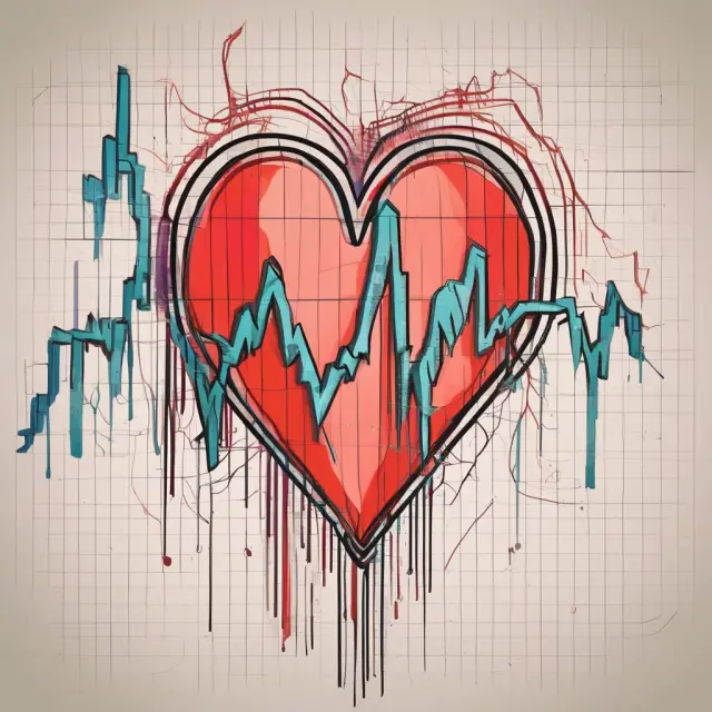 Heart-shaped stock chart with loss aversion tears illustrating investor reluctance to sell losing positions