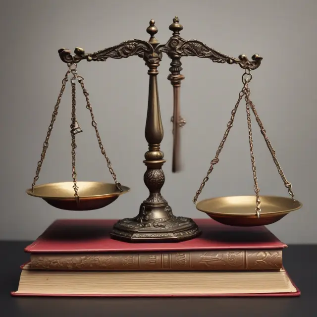 An image of a balanced set of scales with the open pages of a book representing the bail bond system and the concept of fairness