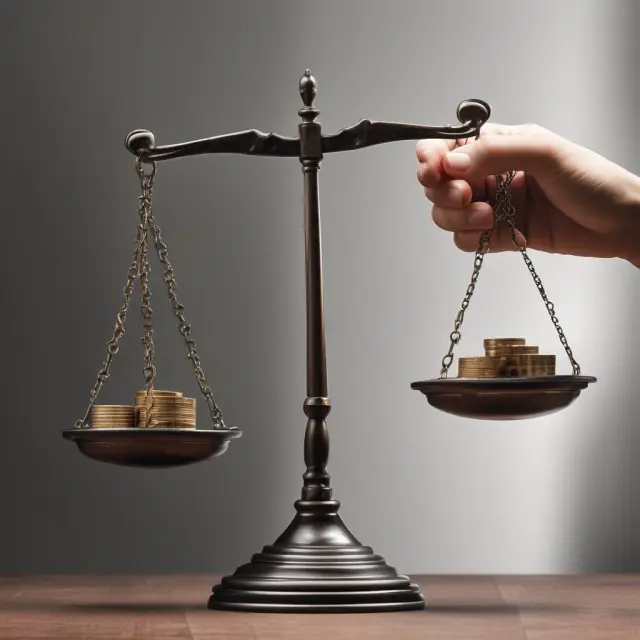 A hand holding a scale with stocks on one side and bonds on the other, illustrating how balanced funds offer a blend of asset classes.