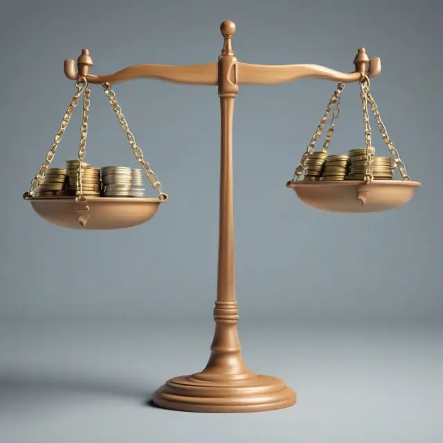 Image of a balance scale with stocks represented by one side and bonds on the other, signifying the balanced allocation strategy in balanced funds