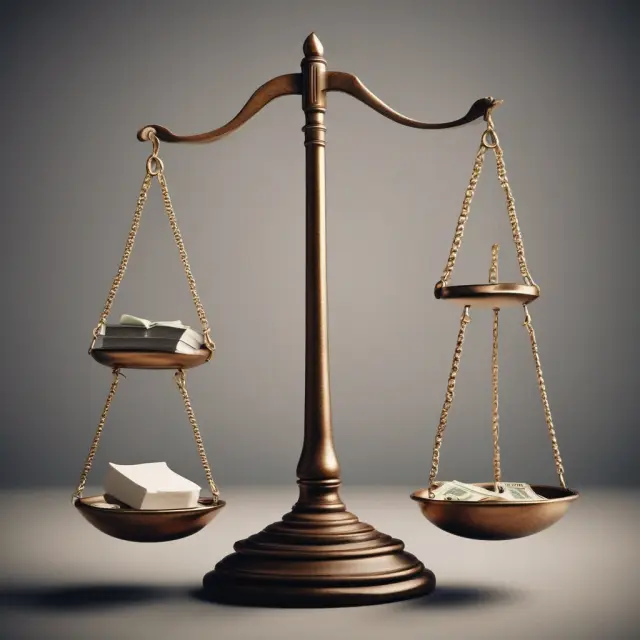 An image of a balancing scale with one side representing stocks and the other side representing bonds, illustrating the fixed asset allocation in balanced funds