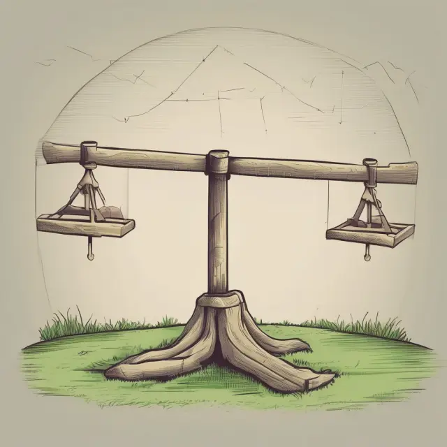 Seesaw illustrating the ideal balance between risks (stocks) and rewards (bonds) offered by balanced funds