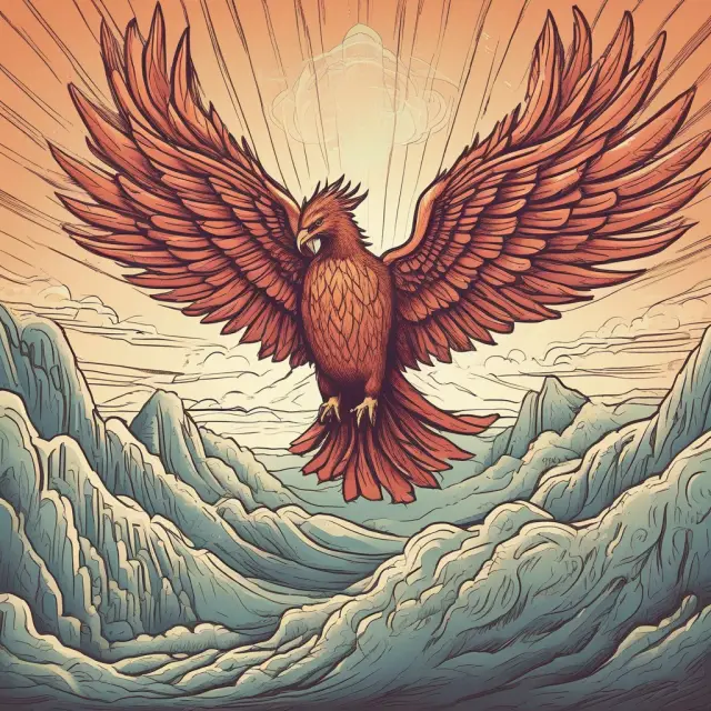 An emotional fortitude Phoenix rises from the turbulent waves of a market graph, illustrating the importance of emotional resilience in managing investment risk