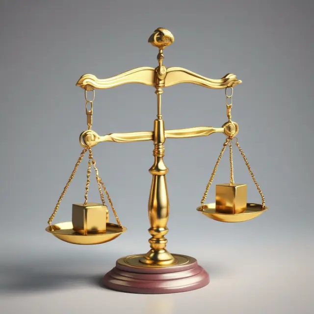 A set of scales balanced with golden weights for financial measures and feathers for non-financial indicators, symbolizing the consolidation of financial and non-financial data in Balanced Scorecards.