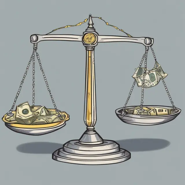 A balanced scale with cash, marketable securities, accounts receivables, inventory, and prepaid expenses represented by their respective weights