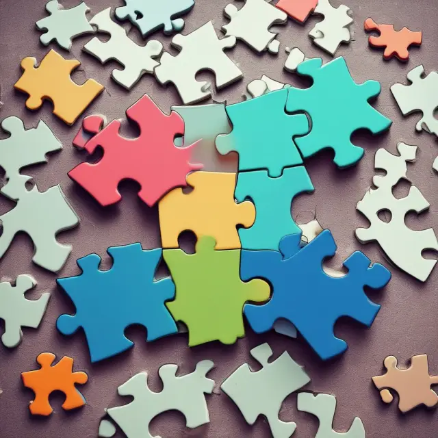 Two balance sheets, representing past and present, form a jigsaw puzzle, highlighting changes in assets, liabilities, and equity. Text: 