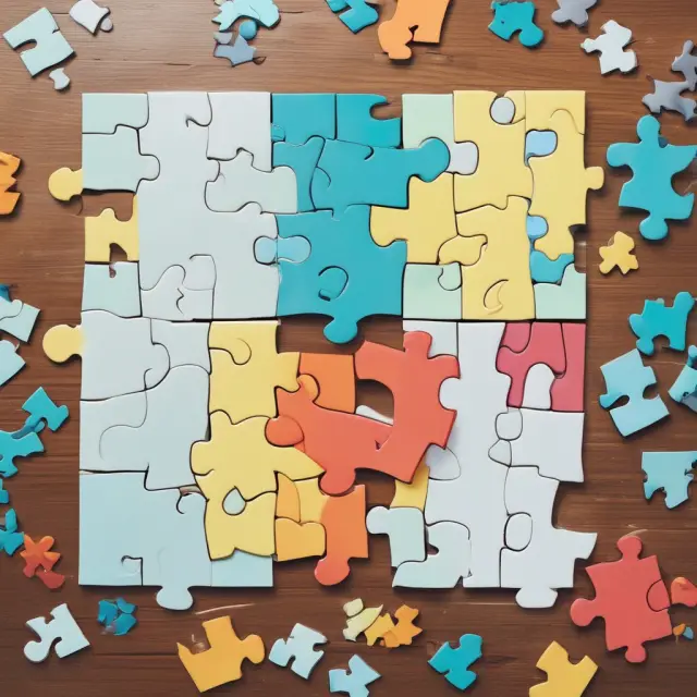 A metaphorical image of a balance sheet as a jigsaw puzzle where each piece represents an asset, liability, or shareholder equity.