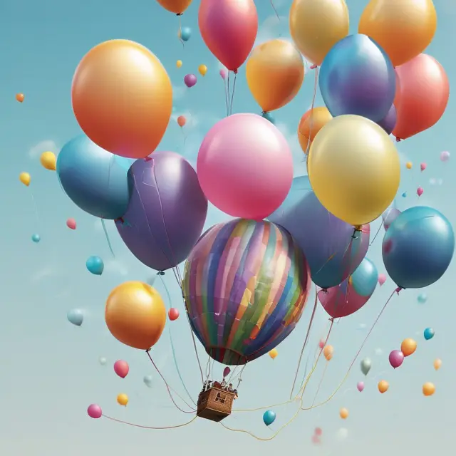 Image of colorful balloons floating through a river, symbolizing loans with decreasing sizes and increasing payment amounts