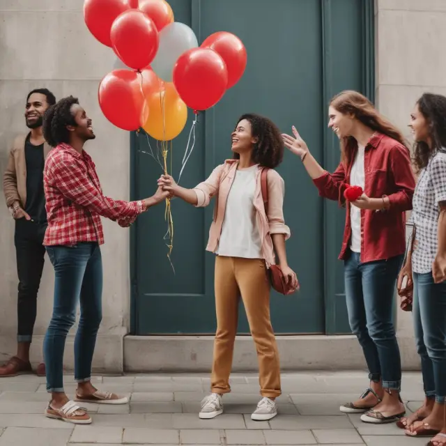 Lender distributes balloons to grateful borrowers, representing lower initial costs, higher long-term interest rates, and reduced administrative fees