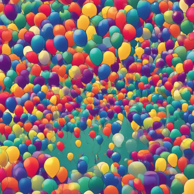 A person navigating through a labyrinth of question marks, eventually uncovering a large chest containing a golden balloon representing the final payment