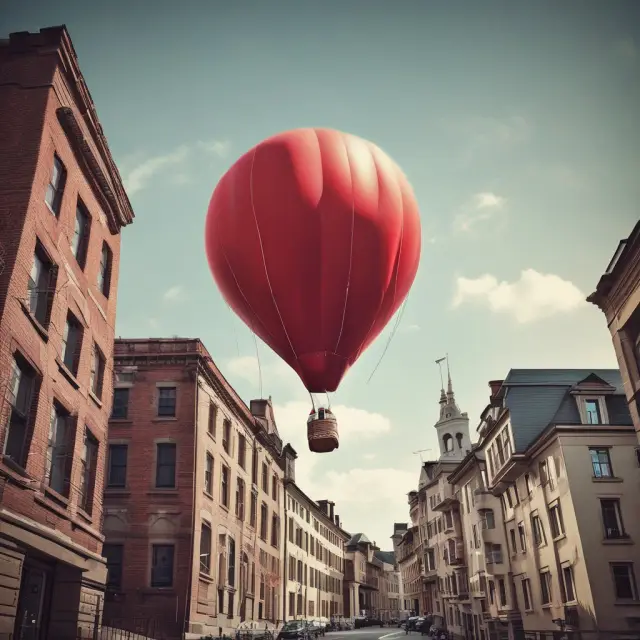 A visualization of a balloon mortgage concept: A large red balloon representing the total loan amount shrinks monthly, while its tail shows a growing balance due at maturity