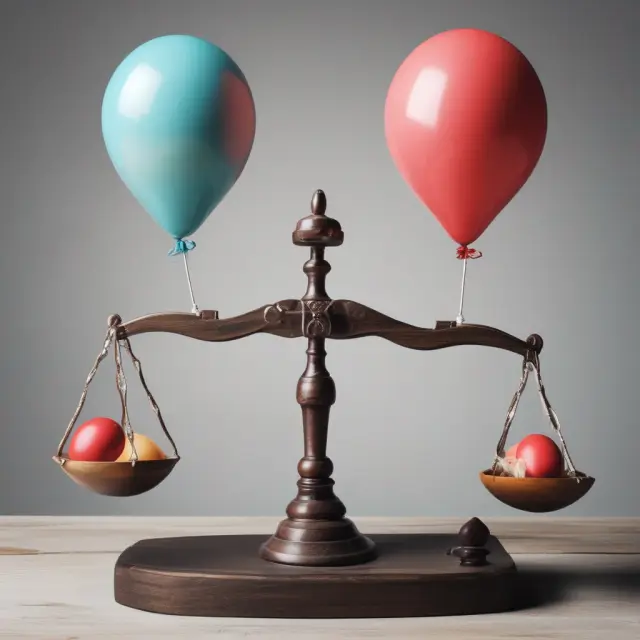 Scales displaying balloon loans as weights to represent varying risks for institutional investors
