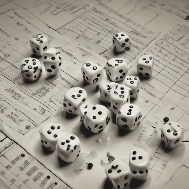 Ballpark figures represented as dice being rolled on a table, signifying estimation in business and finance