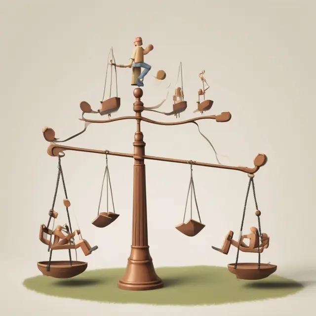 A visualization of the balance between accuracy and inaccuracy in ballpark figures, showcasing a seesaw.