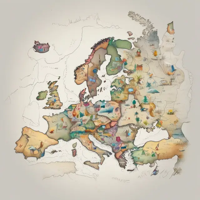 European map showcasing growth of bancassurance through interconnected roots symbolizing banks and branches