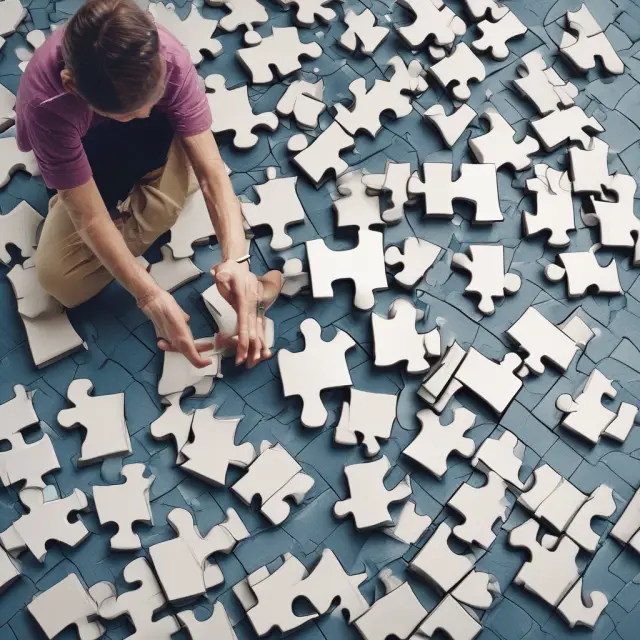 An intricate jigsaw puzzle of banks merging forces with insurance companies depicting global trends and future projections in the bancassurance market