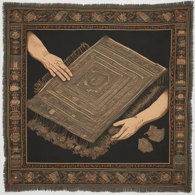 A banker skillfully weaving a tapestry representing various types of insurance products - life, health, and property & casualty - offered through bancassurance.