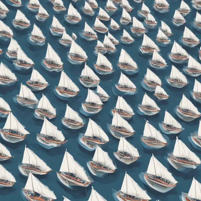 A solitary figure in a small boat, sailing against the current represented by followers on shore