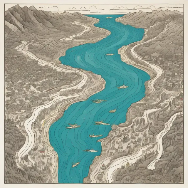 Visualization of the Bank Bill Swap Rate (BBSW) and Singapore Interbank Offered Rate (SIBOR) as intertwined rivers, highlighting their distinct financial landscapes in the Australian and Asian markets