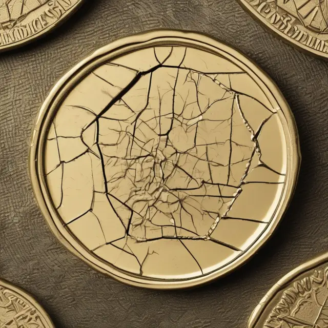 Golden coin with cracks representing the limitations and historical challenges of using Bank Bill Swap Rate (BBSW) as a benchmark rate in volatile markets.