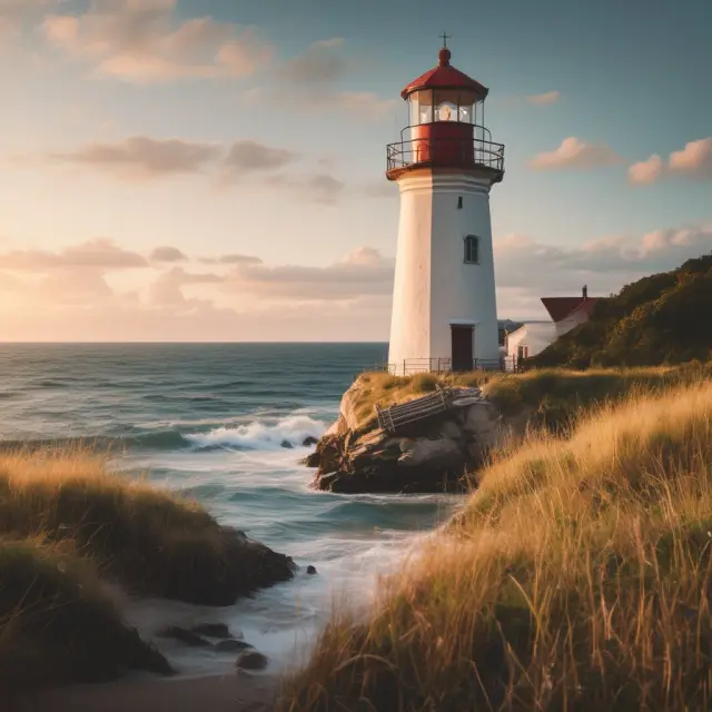 A golden key representing secured credit unlocking a vault of lower interest rates, contrasted with a lighthouse symbolizing unsecured credit guiding borrowers based on their creditworthiness