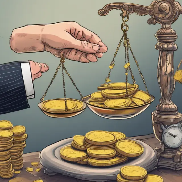 Golden coins shifting from a hand to a set of scales, symbolizing the transfer of legal title and the resulting liability for the bank.