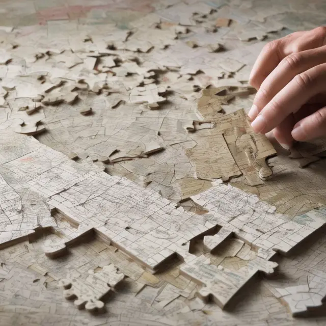 A bank statement presented as a jigsaw puzzle with various components such as account info, balances, and transactions.
