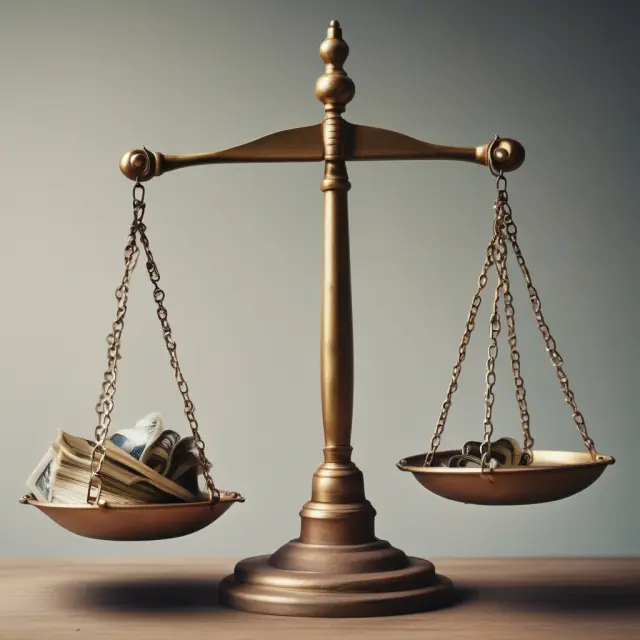 Two balances comparing a bank