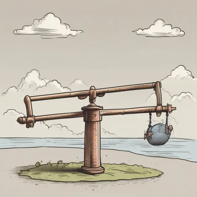 A seesaw tilts towards a banking regulator as banks with weak performances face interventions to maintain financial stability