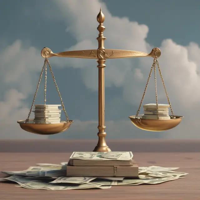 A set of scales balanced with bank drafts and money orders representing secure payment options
