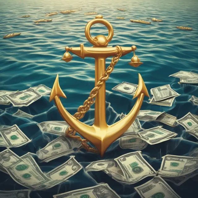 Bank draft anchoring secure financial transaction with a golden handle
