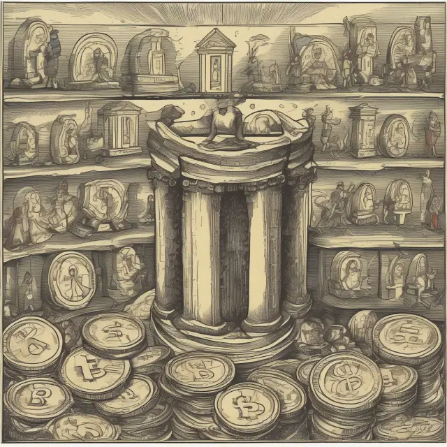 Golden banker’s acceptance coin floating among other financial instruments in a vibrant, active money market